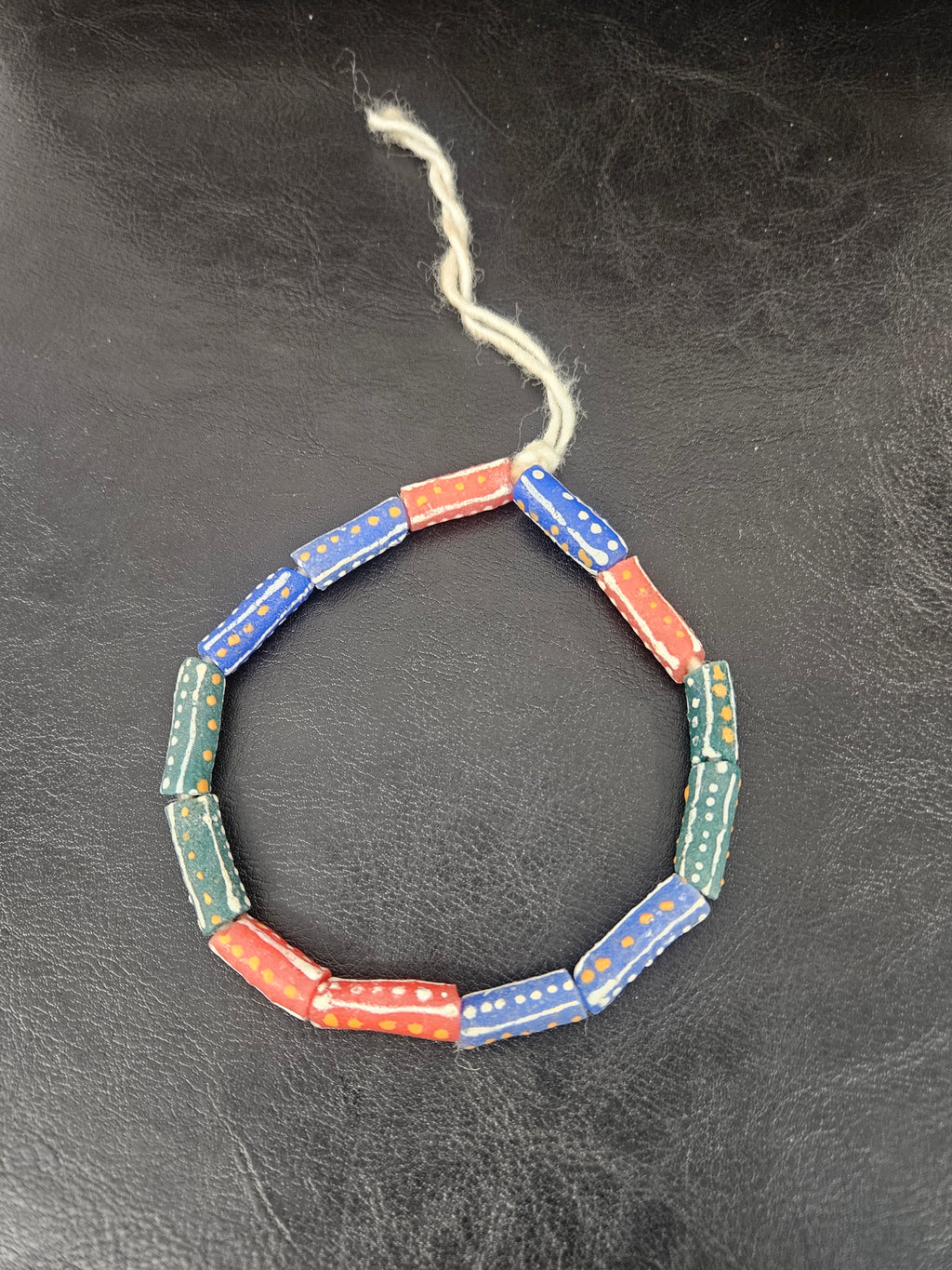 Multicolor Krobo Painted Glass Tube Beads | Handmade African Recycled Glass Beads from Ghana | Approx. 13 Beads