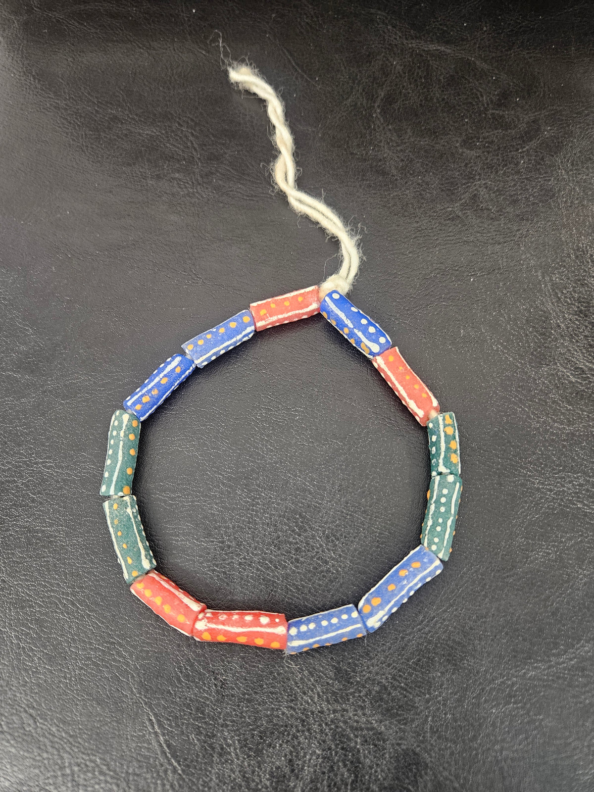 Multicolor Krobo Painted Glass Tube Beads | Handmade African Recycled Glass Beads from Ghana | Approx. 13 Beads