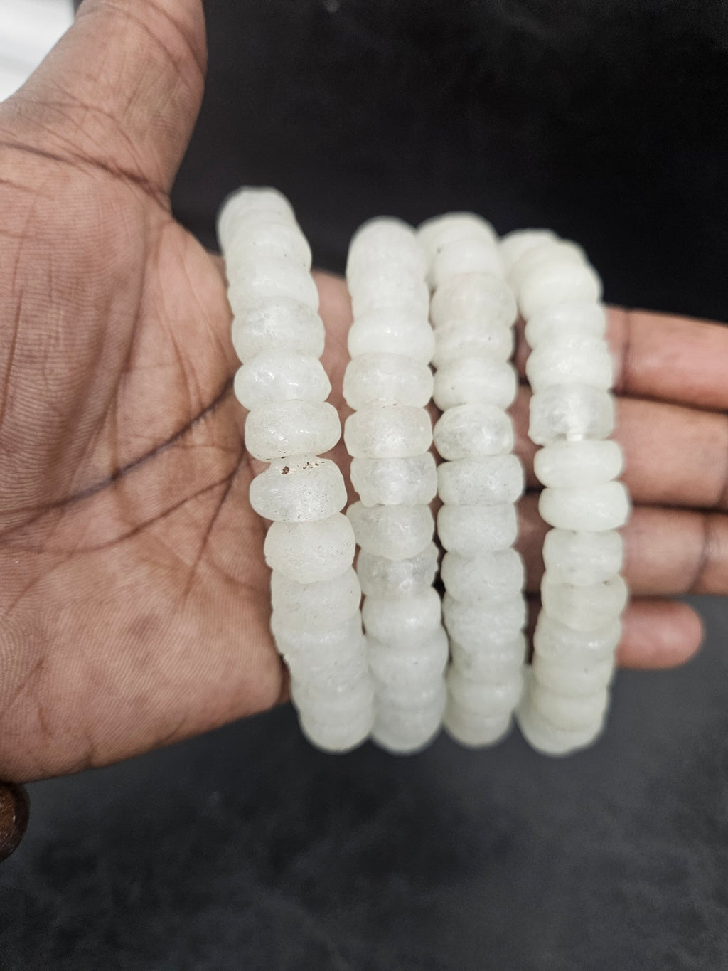 White African Recycled Glass Short Tube Beads – Handmade Krobo Powder Glass Beads, 32–33 Beads