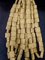 Authentic Large Sand Beige Krobo Powdered Glass Beads | Handmade Recycled Glass Beads | Ghana | 25×25×11–12mm