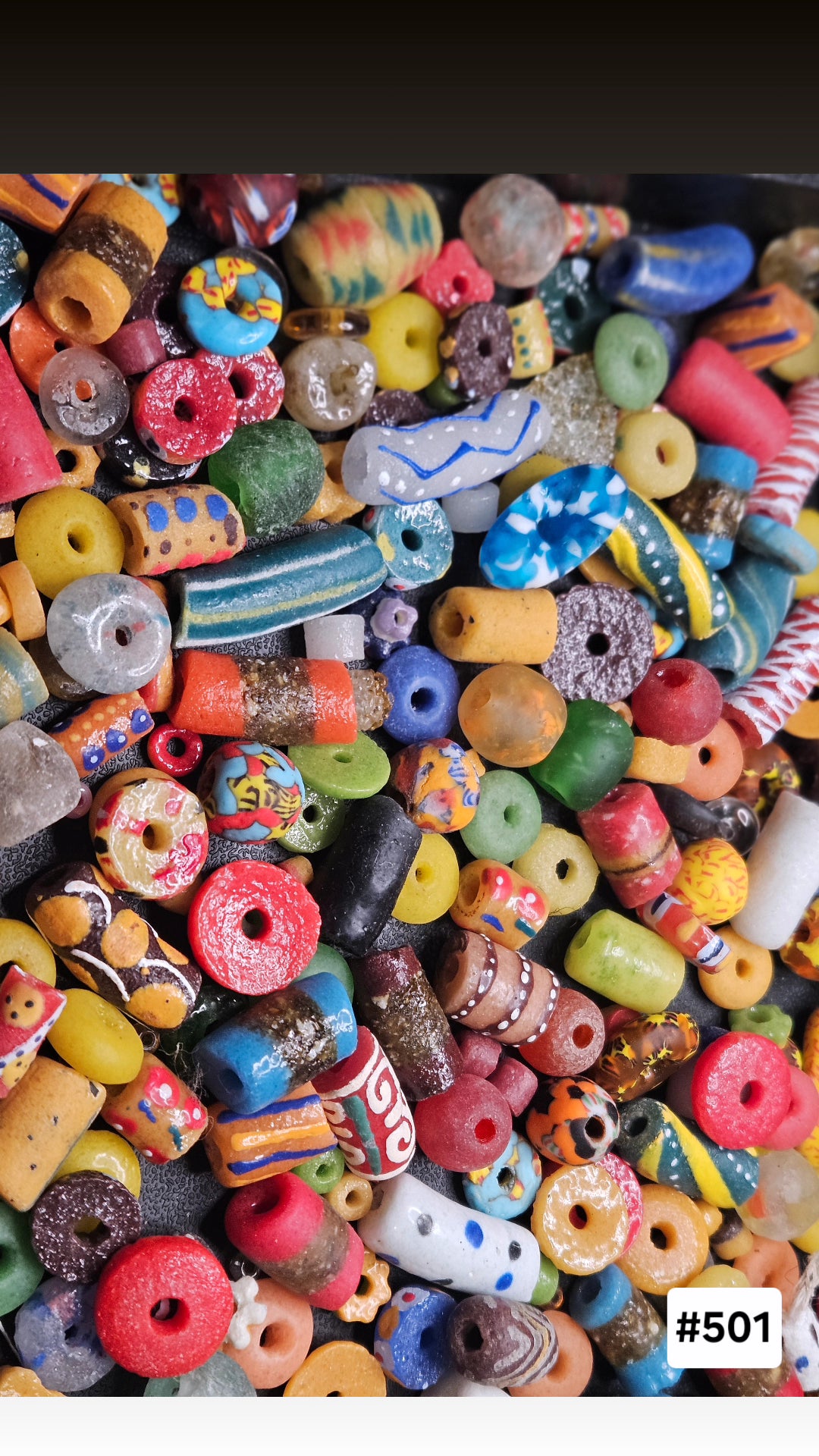 African Krobo Recycled Glass Beads Mix (Coastal Blue + Sun Yellow) — 1 Cup, 160+ Handmade Ghana Beads, 1lb | ABM501