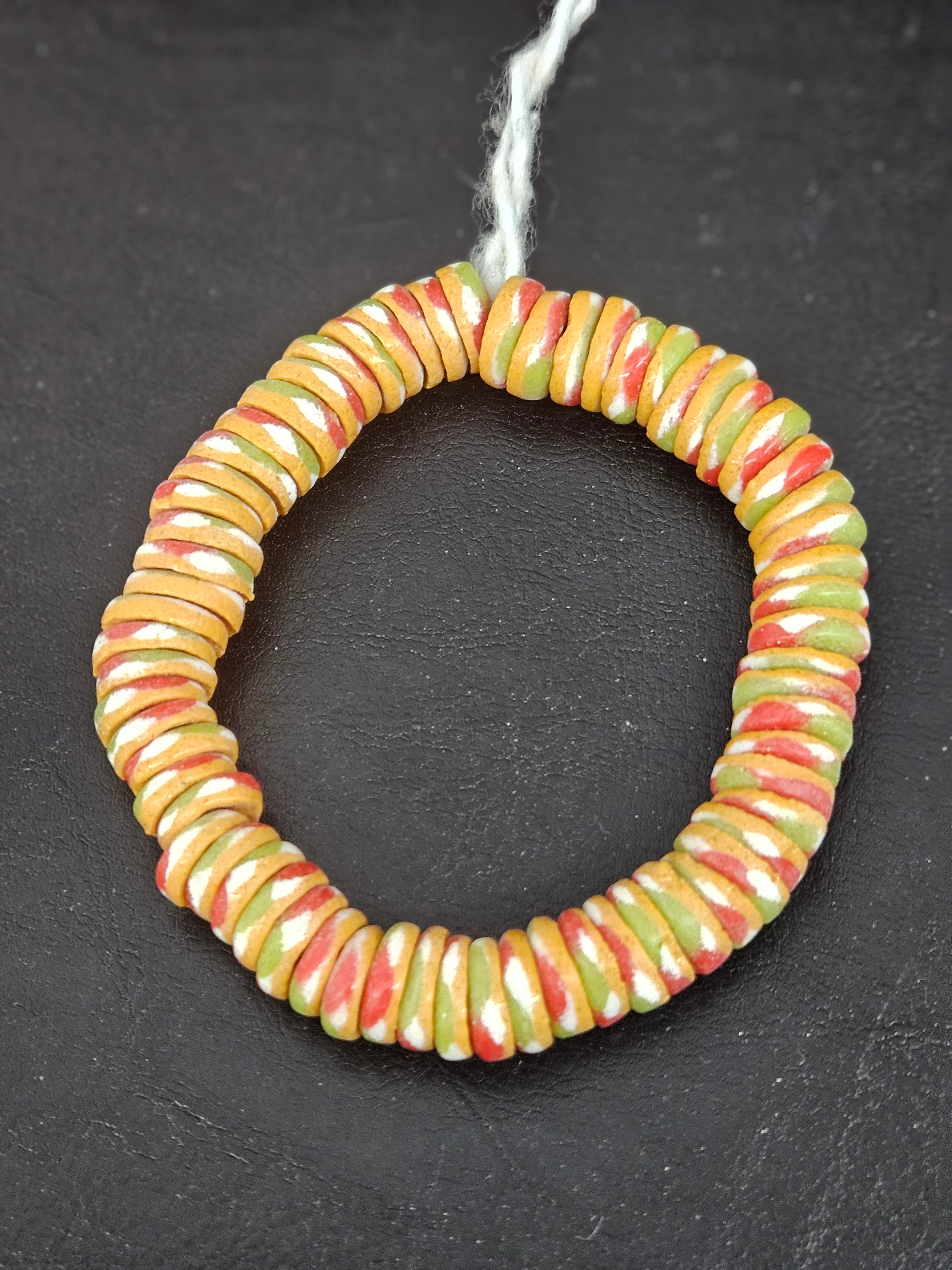 Mustard Gold Multicolor Krobo Glass Spacer Beads | Handmade Recycled Glass Beads from Ghana