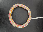 African Glass Beads – Painted Krobo Long Tubes, Gray & Coral Krobo Beads