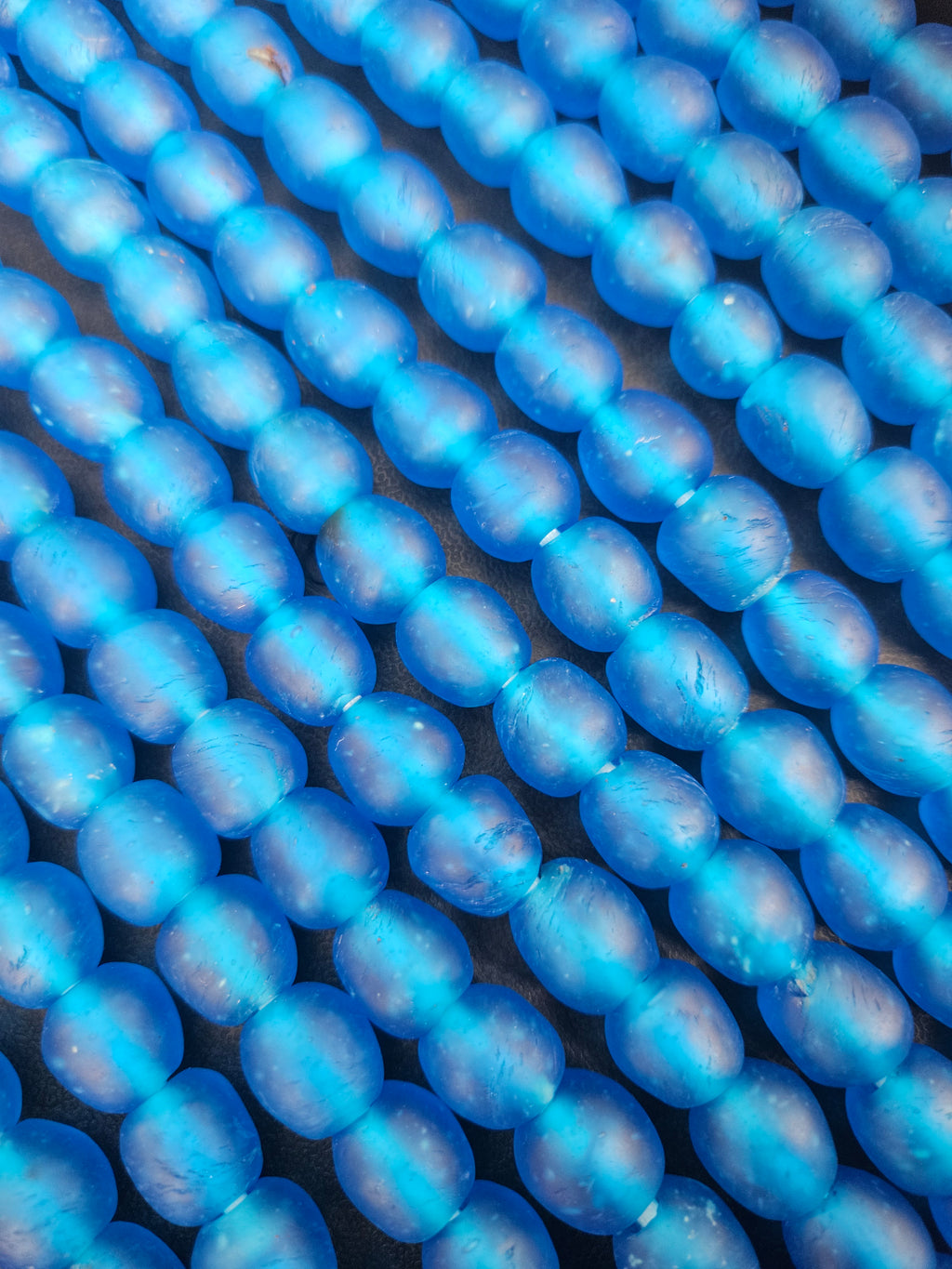Handmade Blue Krobo Pocket Glass Beads from Ghana for Jewelry Making