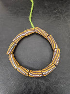 African Glass Beads – Painted Krobo Long Tubes, Brown & Gold