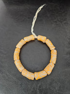 African Glass Beads – Painted Krobo Long Tubes, Frosty White & Gold Beads