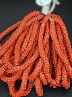 Coral Krobo Glass Spacer Beads, Handmade African Recycled Glass Beads, Ghana Jewelry Making Supplies