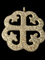 Large Handcrafted Onyame Dua African Brass Pendant | Authentic Ghana Adinkra Symbol