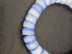 Blue & White Krobo Sugar Glass Short Tube Beads | Handcrafted Recycled Glass Beads from Ghana | Approx. 32 Beads Per Strand