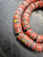 African Trade Beads – Red Multicolor Floral Pattern Strand