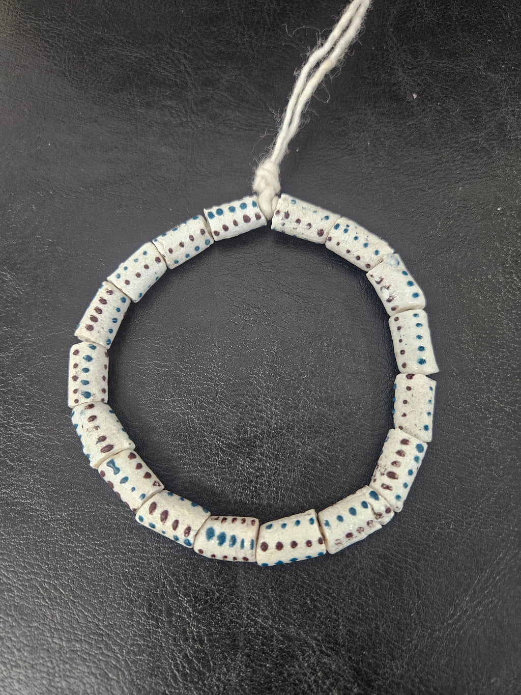 Authentic African Painted Glass Short Tube Beads from Ghana | Ivory Krobo Recycled Glass Jewelry Beads