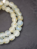 Authentic African Beads from Ghana | Chunky Translucent Recycled Glass Beads | Frosted Ocean Mist Krobo Beads 12–14mm