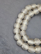 Authentic Smoke Gray Krobo Translucent Recycled Glass Beads | Handmade Ghana Glass Beads 12–14mm