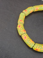 Painted Krobo Glass Tube Beads | Sage Green Recycled Glass Tube Beads | Handmade in Ghana | 13–14×26–30mm