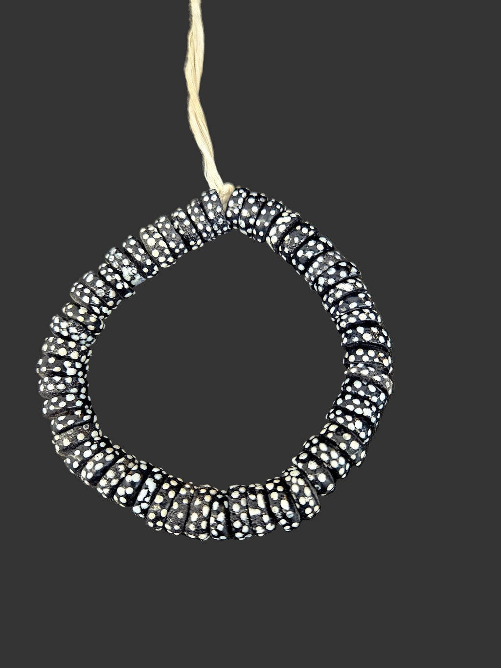 African Glass Beads – Painted Krobo Short Tubes, Black & White Krobo Beads