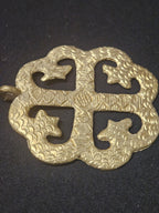 Large Handcrafted Onyame Dua African Brass Pendant | Authentic Ghana Adinkra Symbol