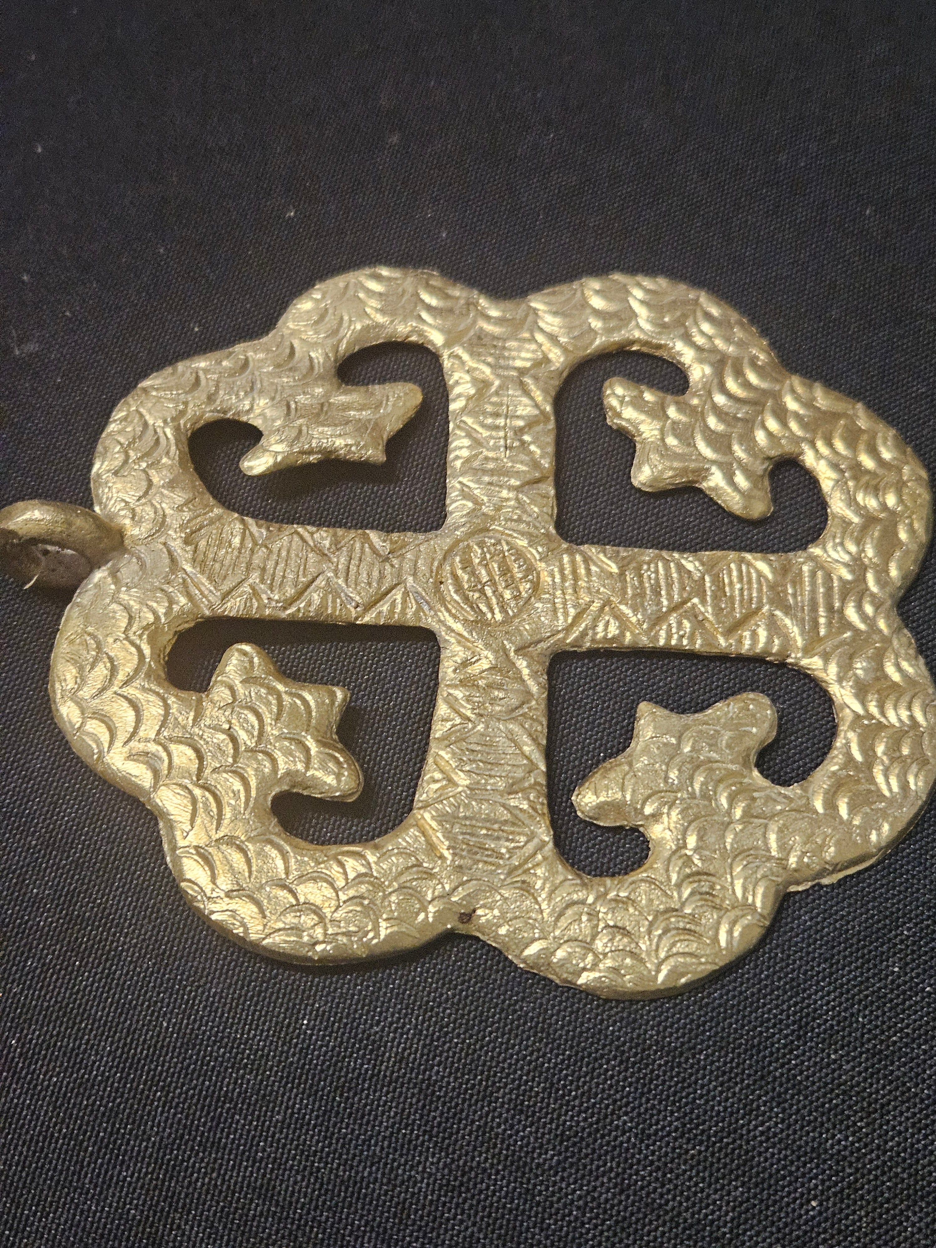 Large Handcrafted Onyame Dua African Brass Pendant | Authentic Ghana Adinkra Symbol