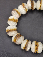 Amber & White Krobo Sugar Glass Rondelle Beads | Handcrafted Recycled Glass Beads from Ghana | Approx. 30 Beads Per Strand