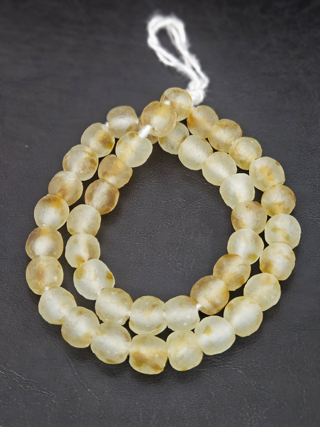 Authentic African Beads from Ghana | Honey Gold Translucent Krobo Recycled Glass Beads | Handmade Chunky Glass Beads 12–14mm