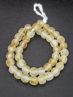Authentic African Beads from Ghana | Honey Gold Translucent Krobo Recycled Glass Beads | Handmade Chunky Glass Beads 12–14mm