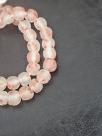 Authentic African Beads from Ghana | Chunky Coral Speckled Translucent Recycled Glass Beads | Handmade Krobo Beads 12–14mm