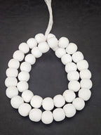 White Krobo Powdered Glass Round Beads | 13–14mm | Ghana | Approx. 40–41 Beads