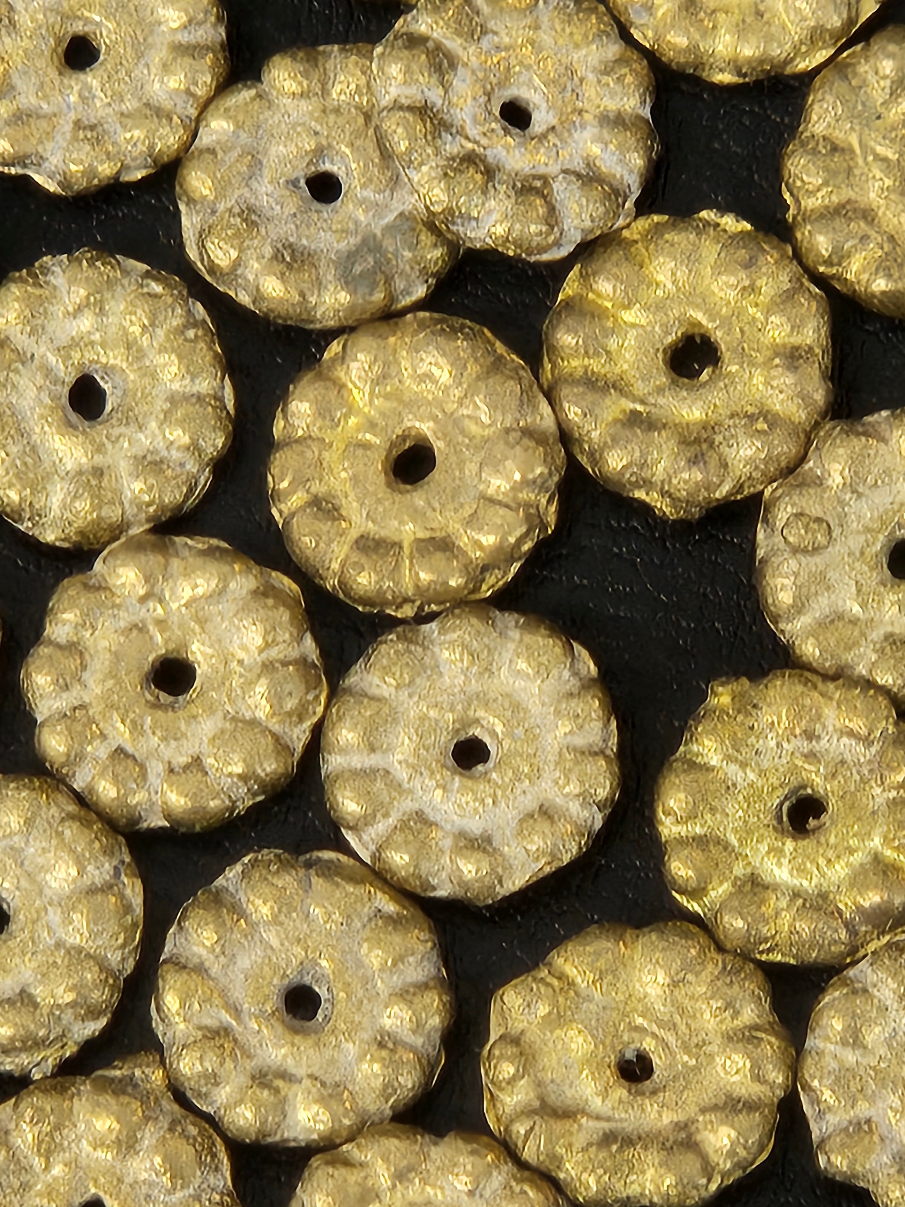 Handcrafted Ashanti Brass Spacer Beads | Large African Brass Disc Beads from Ghana | Jewelry Making Supplies
