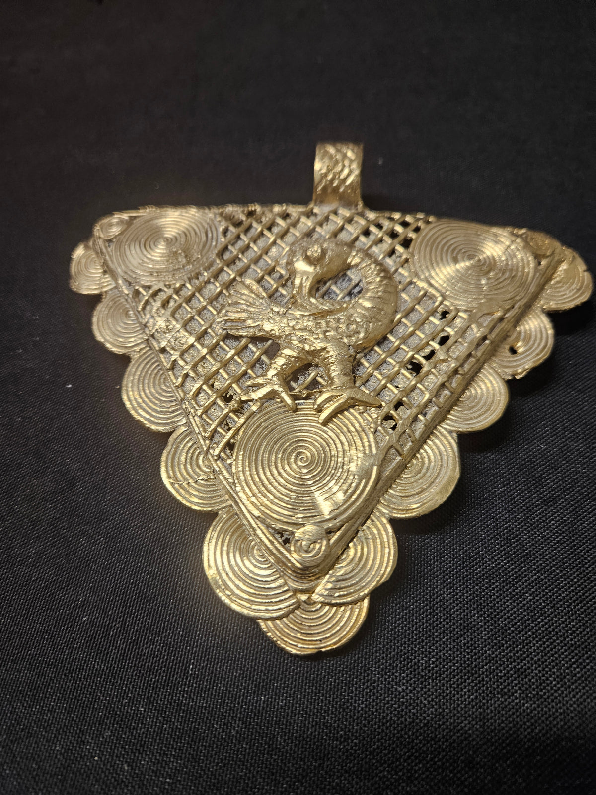 Oversized Sankofa Bird Adinkra Brass Pendant – Handcrafted in Ghana