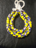 Designer Patterned Trade Beads – Yellow, Blue & Red Motif Strand