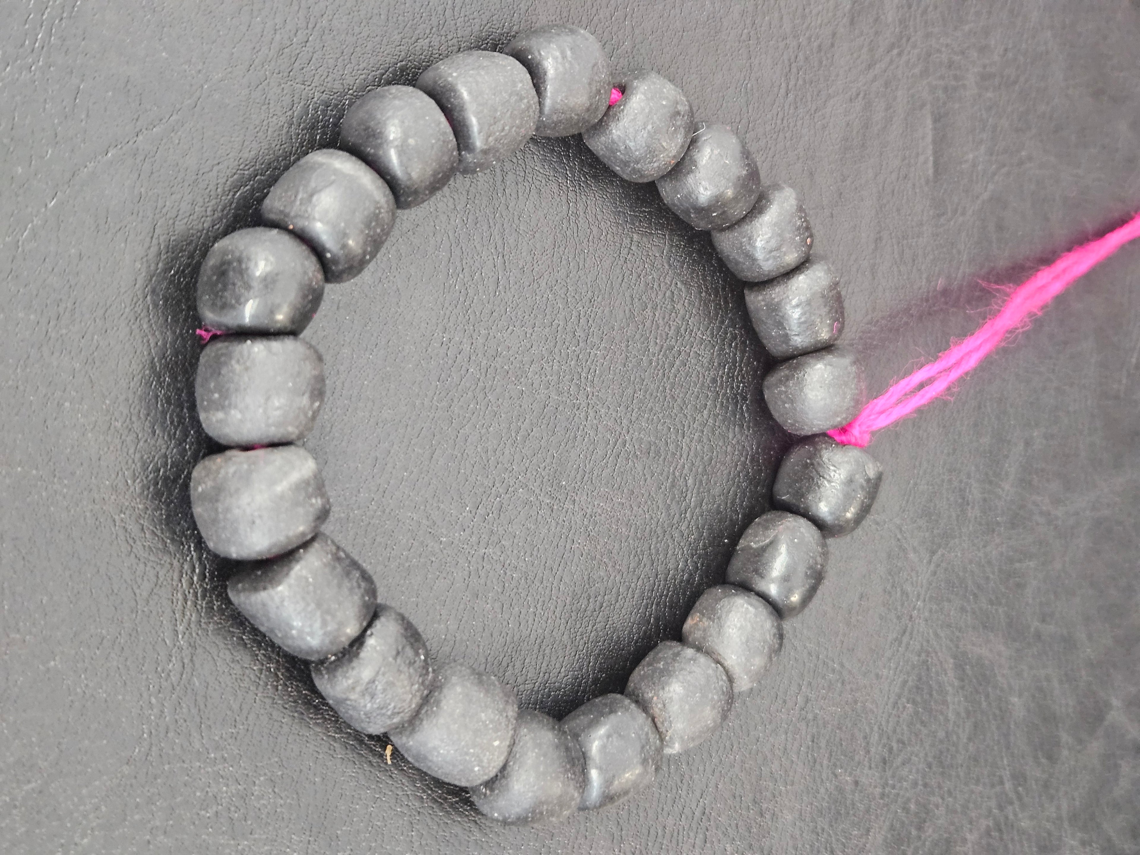 Matte Black Krobo Recycled Glass Beads | Handmade Glass Beads from Ghana