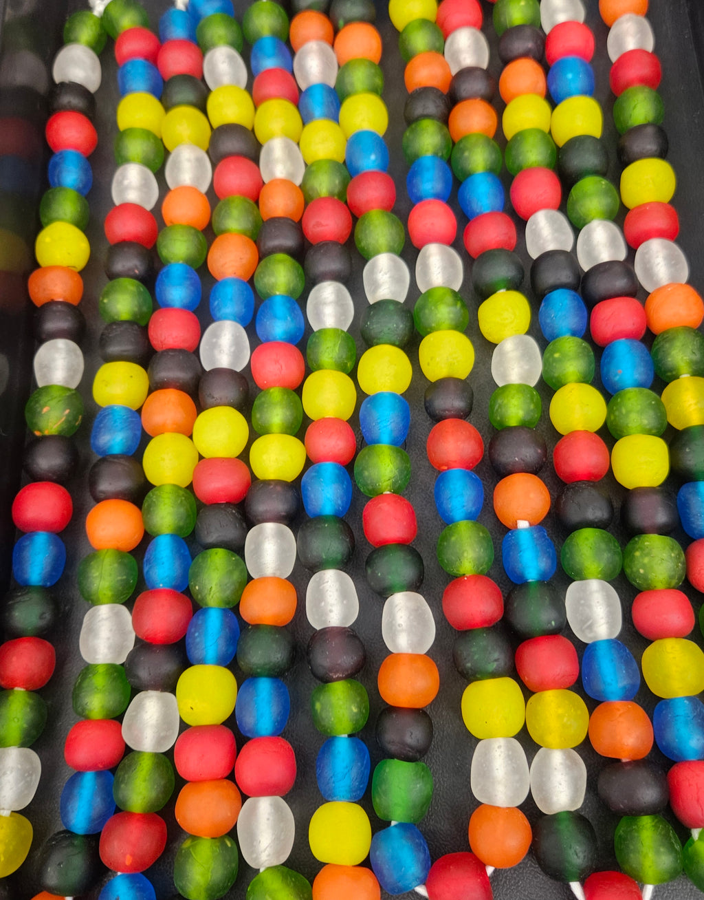 African Glass Beads – Multicolor Krobo Pocket Bead Strand from Ghana