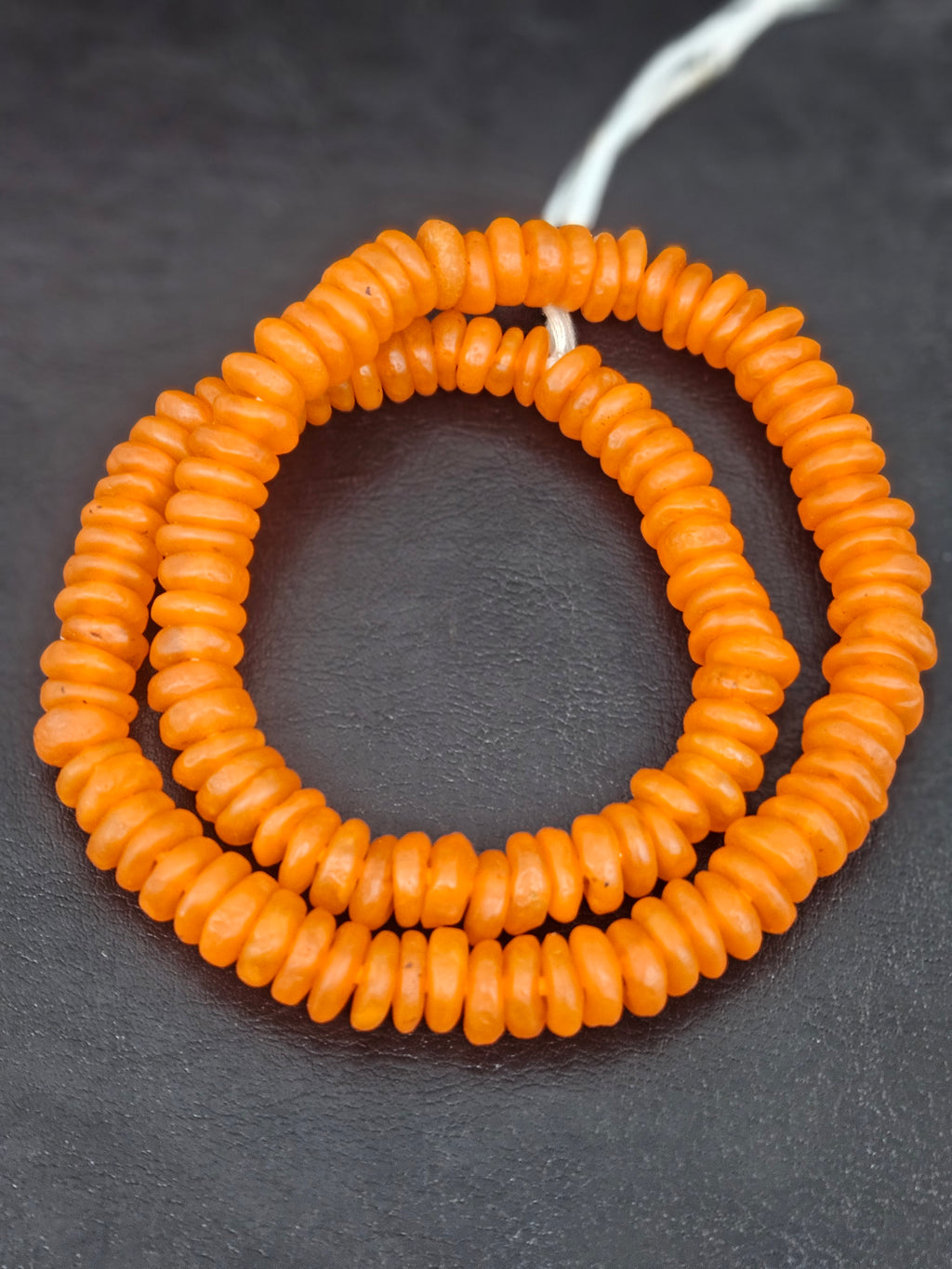 Authentic Orange Krobo Translucent Recycled Glass Rondelle Beads Handmade in Ghana