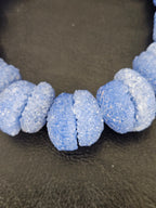 Cornflower Blue Krobo Sugar Glass Rondelle Beads | Handcrafted Recycled Glass Beads from Ghana | Approx. 30 Beads Per Strand