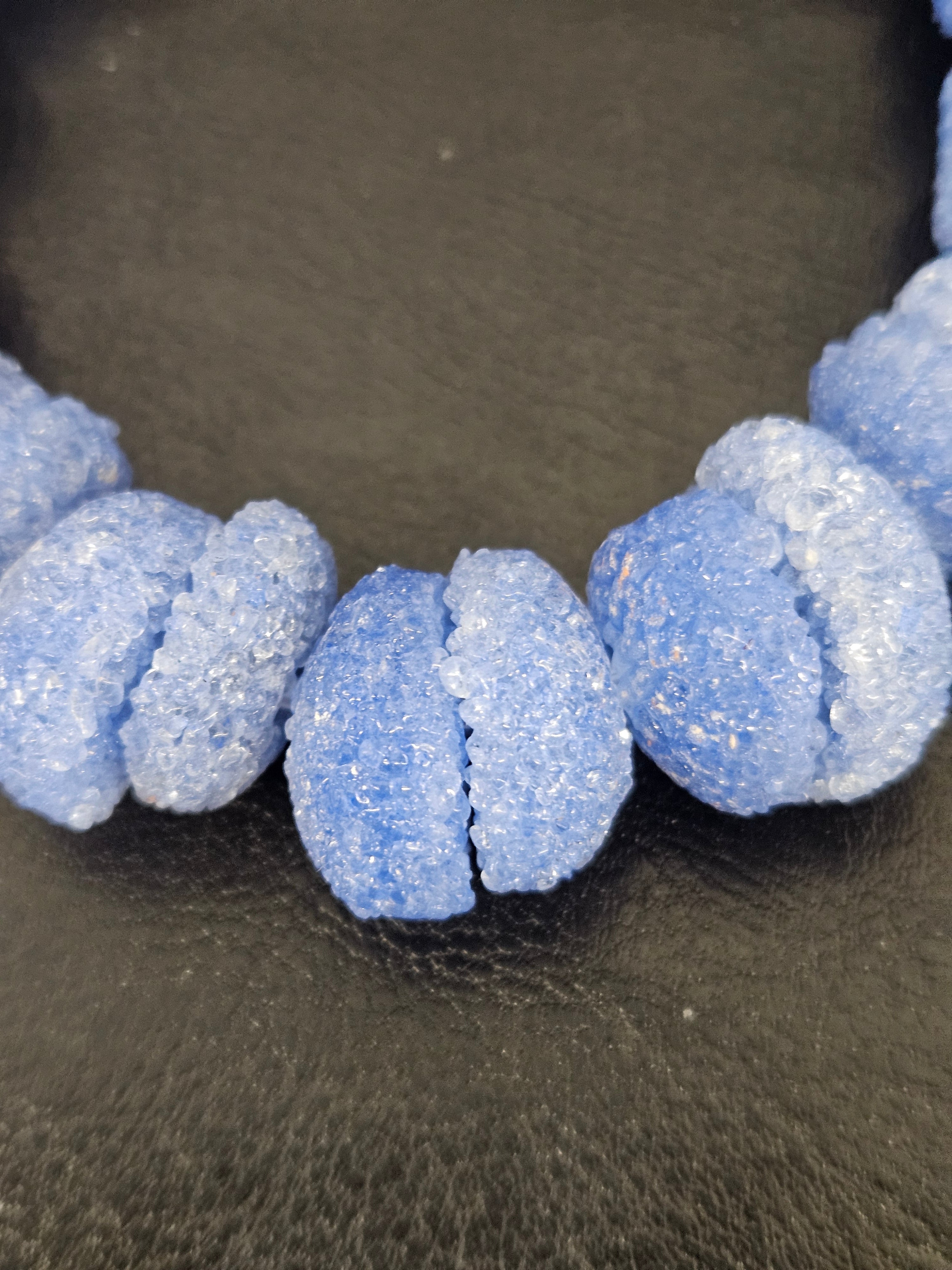 Cornflower Blue Krobo Sugar Glass Rondelle Beads | Handcrafted Recycled Glass Beads from Ghana | Approx. 30 Beads Per Strand