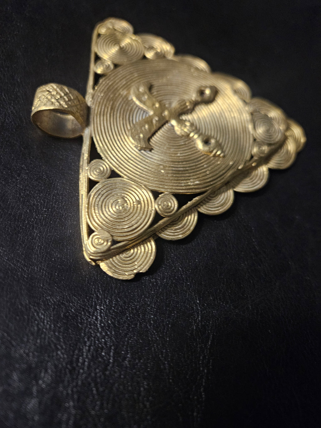 Akofena Adinkra Symbol African Brass Pendant – Handmade in Ghana