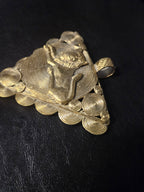 African Brass Lion Pendant with Adinkrahene Symbol – Ghana