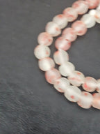 Authentic African Beads from Ghana | Chunky Coral Speckled Translucent Recycled Glass Beads | Handmade Krobo Beads 12–14mm