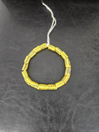 Golden Yellow Painted Krobo Glass Short Tube Beads | African Recycled Glass Beads Handmade in Ghana | Approx. 17 Beads
