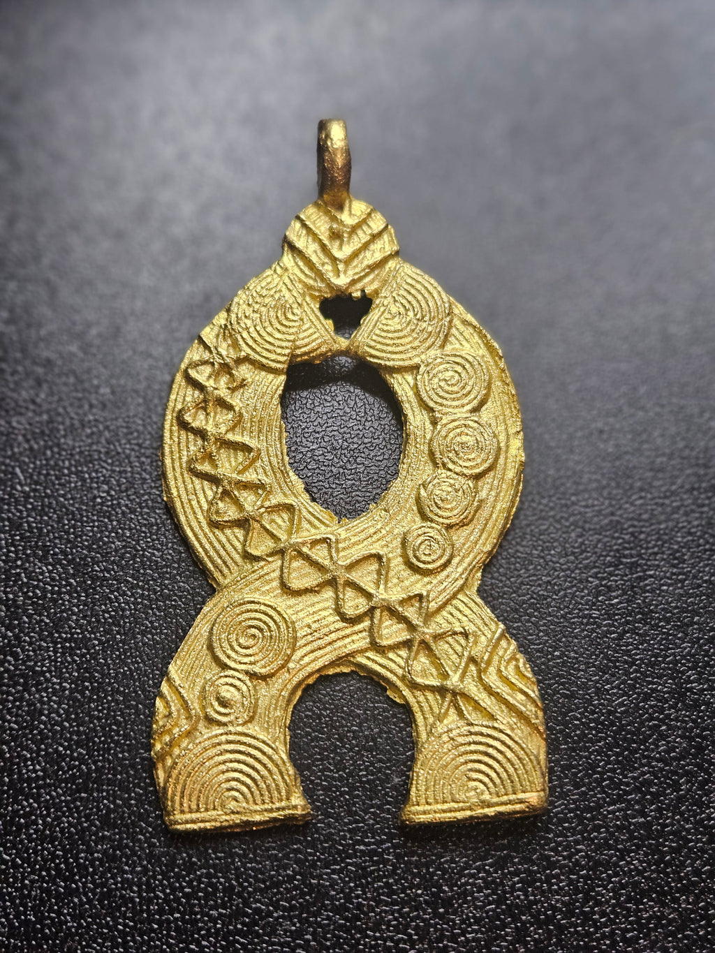 Ashanti Brass Pendant – Sacred Openwork Heritage Symbol (45mm × 85mm)