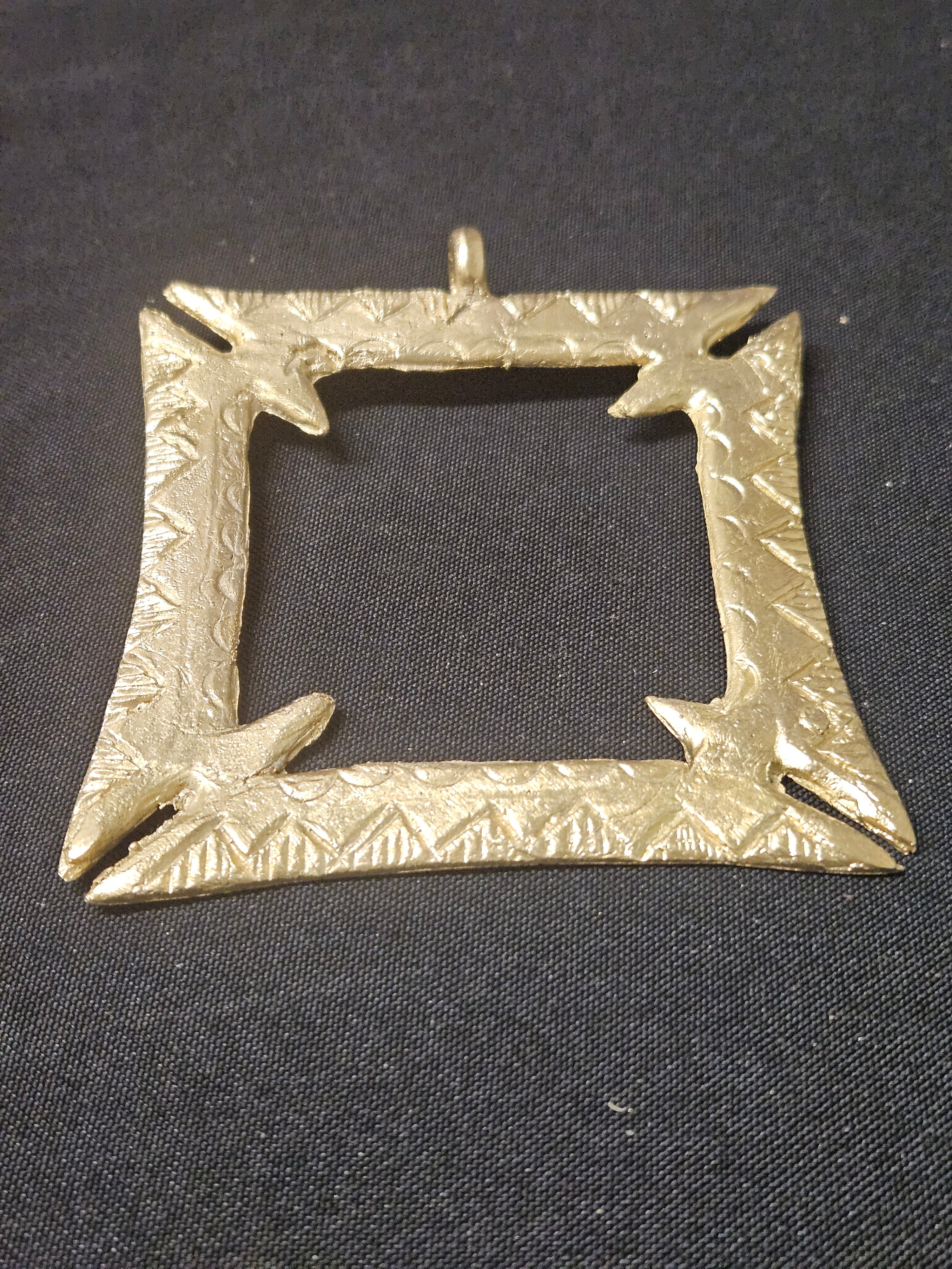Large Handcrafted Fihankra African Brass Pendant | Authentic Ghana Adinkra Symbol of Community