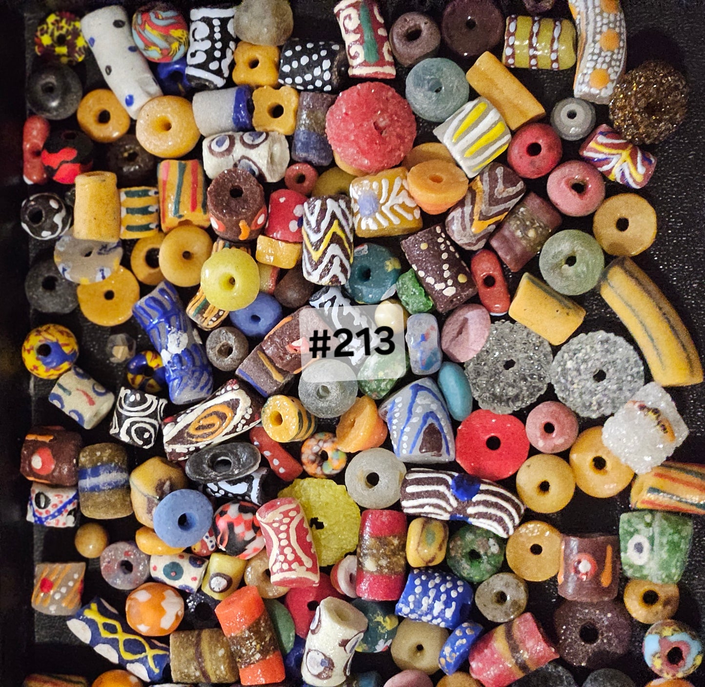 Speckled Krobo Recycled Glass Beads – 1 Cup (~160 pcs) | Unique African Artisan Bead Soup Mix