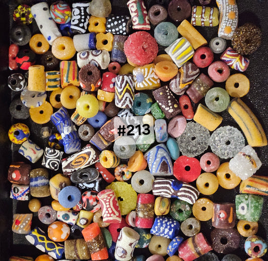 Speckled Krobo Recycled Glass Beads – 1 Cup (~160 pcs) | Unique African Artisan Bead Soup Mix