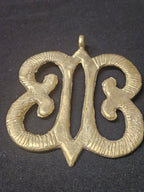 Large Handcrafted Hye Won Hye African Brass Pendant | Authentic Ghana Adinkra Symbol