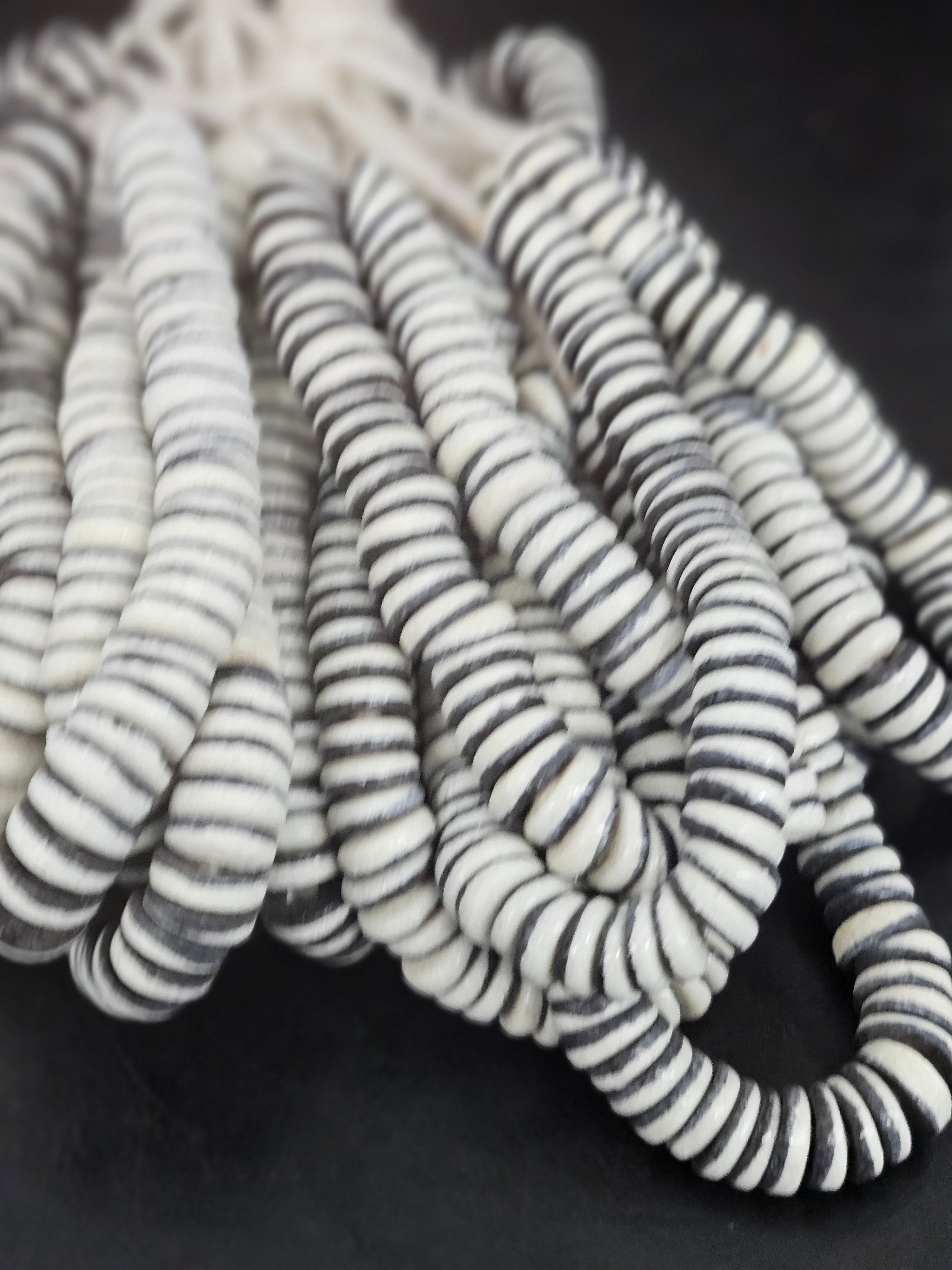Handcrafted Krobo Glass Beads | Chalk White and Black Spacer