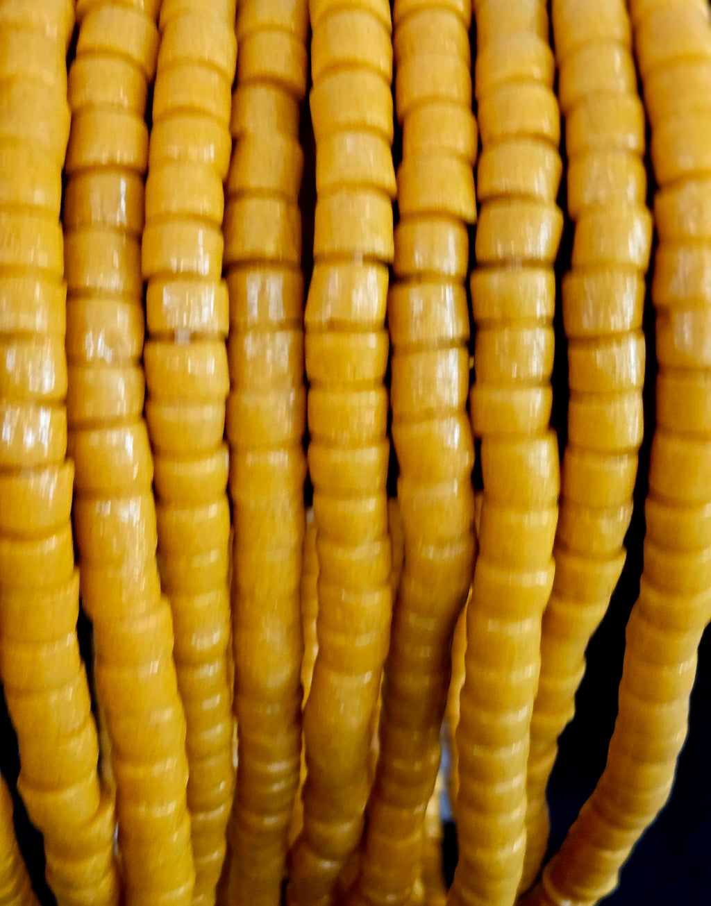 Golden Ochre Small Cube Tube Krobo Powdered Glass Beads | Ghana Recycled Glass | 77–78 Beads