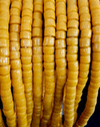 Golden Ochre Small Cube Tube Krobo Powdered Glass Beads | Ghana Recycled Glass | 77–78 Beads
