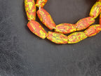XL Rust Orange & Yellow Fused Krobo Recycled Glass Beads | Handmade Ghana Statement Beads