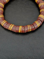Brown Striped Krobo Kente Glass Beads | Handcrafted Powdered Glass Beads from Ghana | Approx. 17 Beads