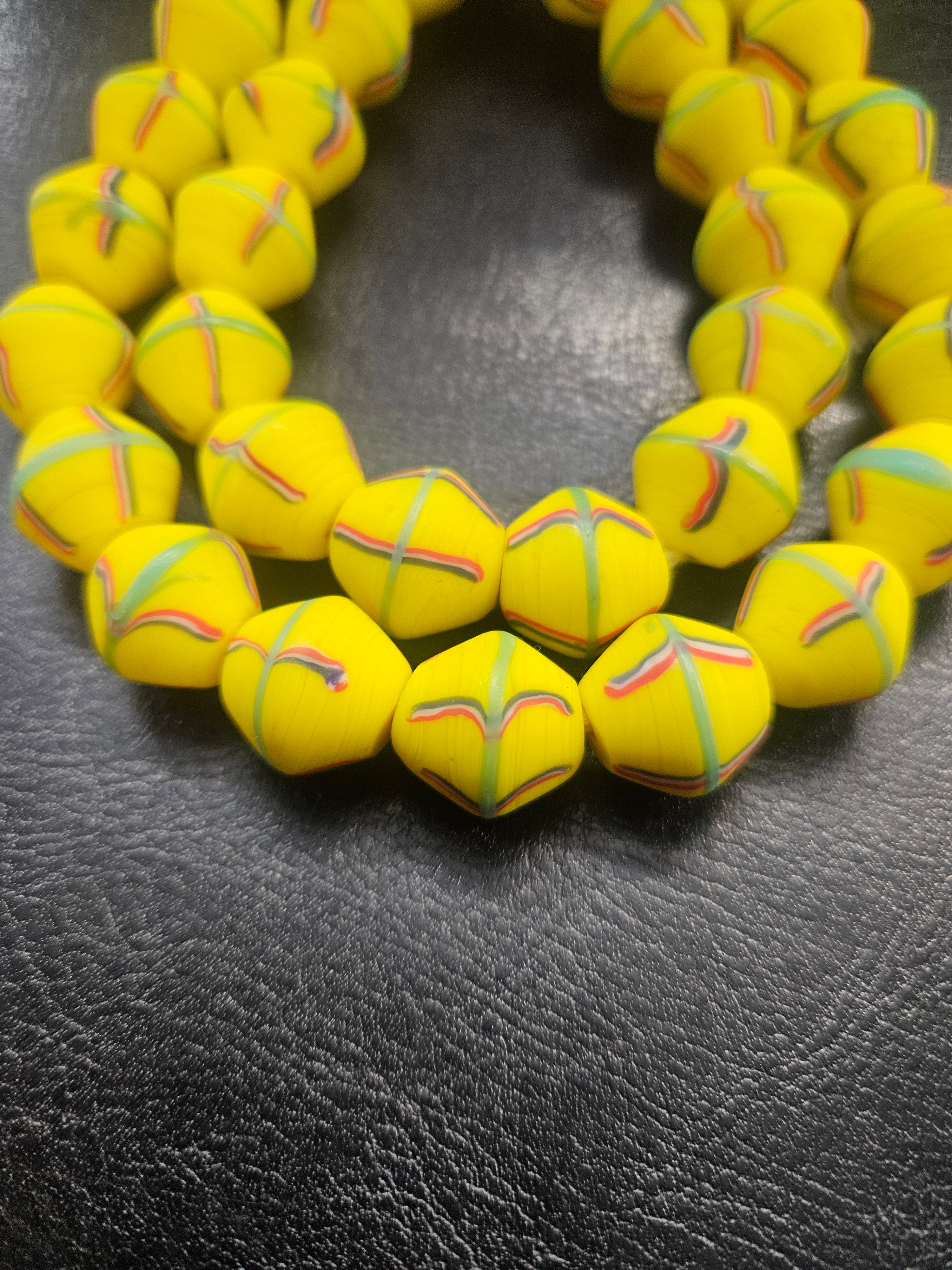 Yellow Cross Trade Beads – Multicolor 13.5 × 14.5mm