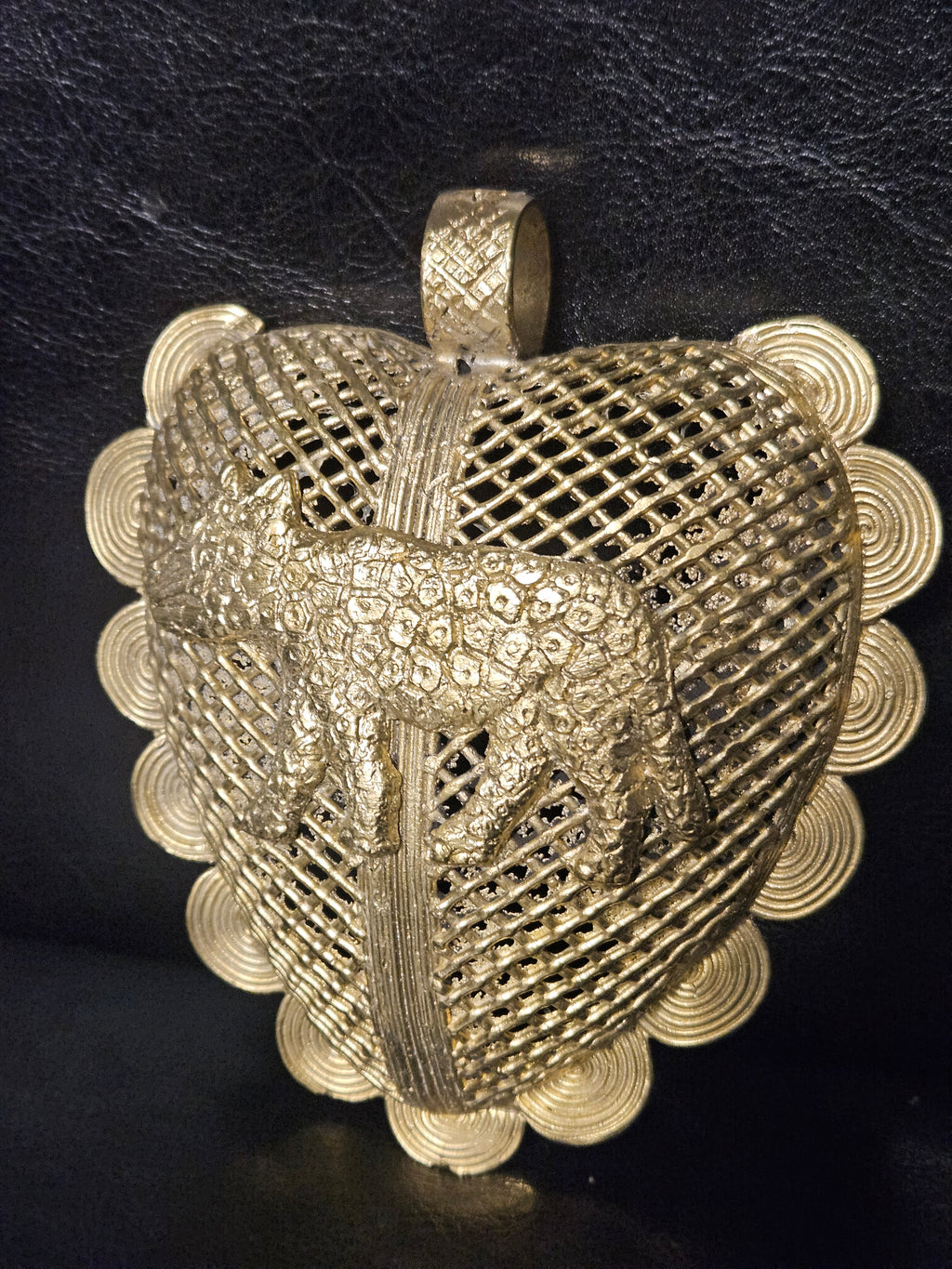 Large Ghana Brass Tiger Statement Pendant – Adinkrahene Design